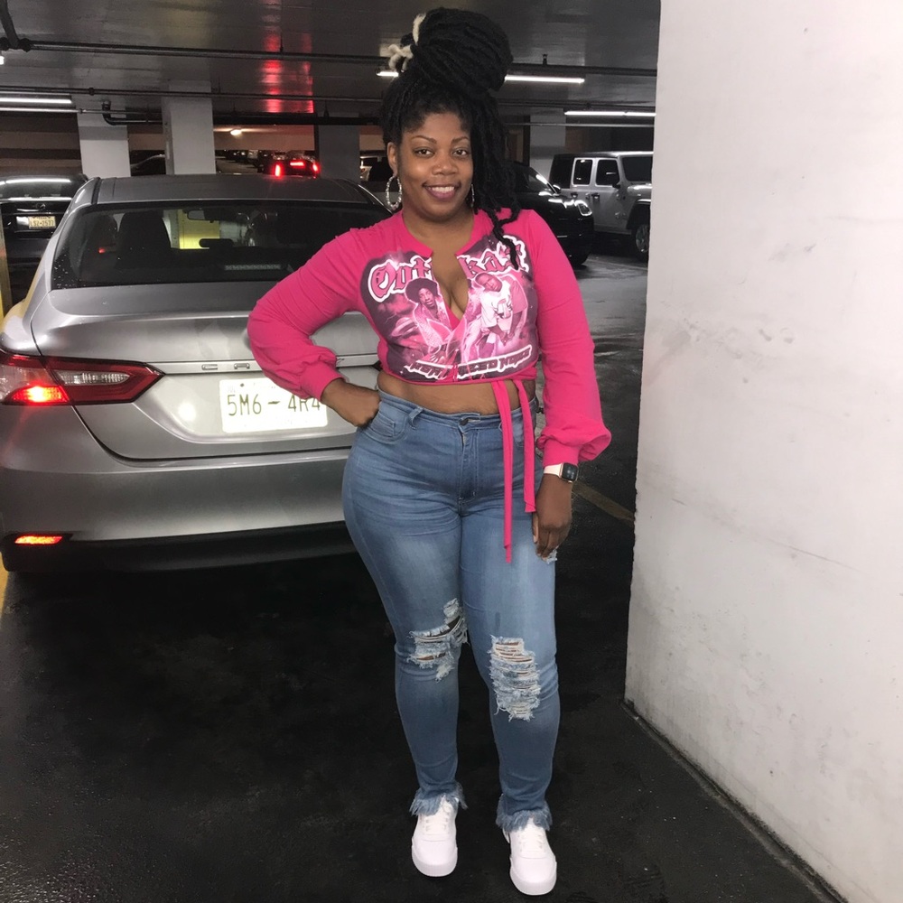 Pink Graphic Crop Top